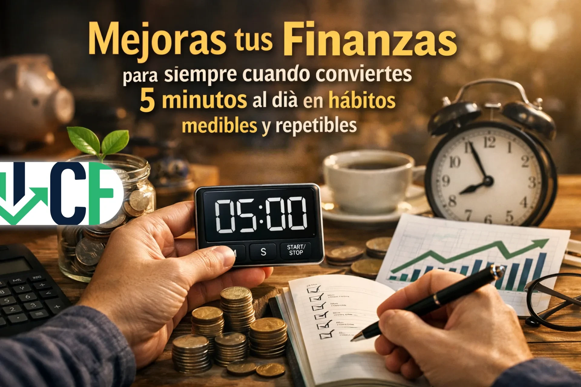 Mejoras tus finanzas para siempre cuando conviertes 5 minutos al día en hábitos medibles y repetibles